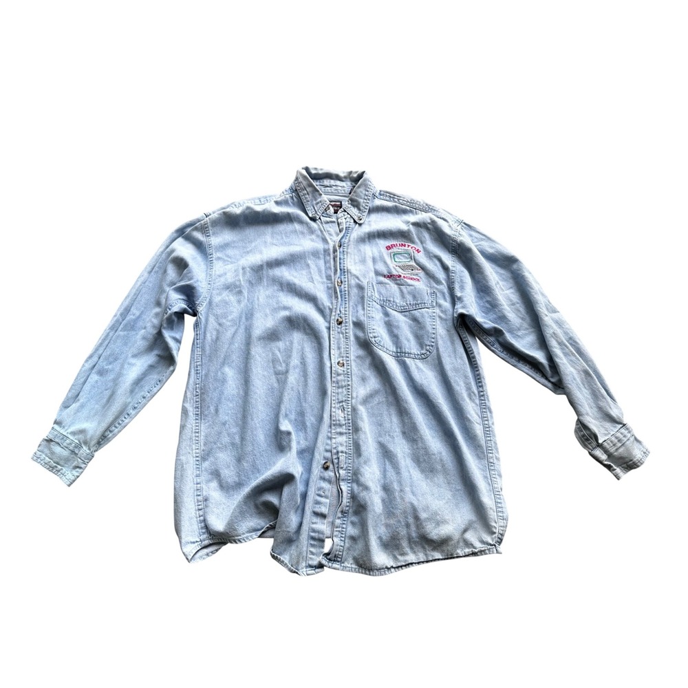 Outrageous Sports Vintage Denim Button Down Brunton Laptop School Light Wash L